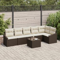 Sodo Sofa Rinkinys 7 dalių rinkinys Ruda, Kreminė