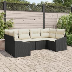 6 dalių sodo sofa komplektas su pagalvėmis juoda poliratanas