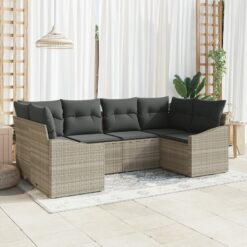 6 dalių sodo sofa rinkinys su pagalvėlėmis šviesiai pilkos spalvos poliratanas