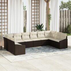 Sodo sofos komplektas 10 dalių Smėlio Ratanas Sodas dvivietė sofa