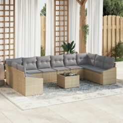 Sodo Sofa Komplekatas 11 dalių Pilka Metalinė konstrukcija