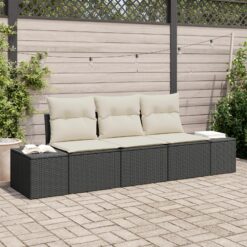 3 dalių sodo sofa rinkinys su pagalvėlėmis juoda poliratanas