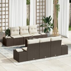 7 dalių sodo sofa komplektas su pagalvėmis Ruda Poliratanas