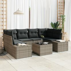 7 dalių sodo sofa rinkinys su pagalvėlėmis pilka poli ratanas