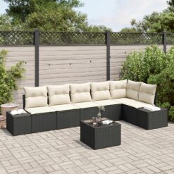 6 Dalių Sodo Sofa Rinkinys su Pagalvėmis Rudas Poli Ratanas