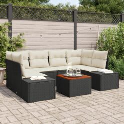 7 dalių sodo sofa komplektas su pagalvėlėmis juotame poli ratanas akacija