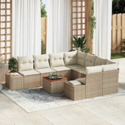 9 dalių sodo sofa rinkinys su pagalvėlėmis smėlio poliratanas akacija