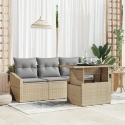 Sodo sofa rinkinys 5 dalių rinkinys Smėlio, pilka
