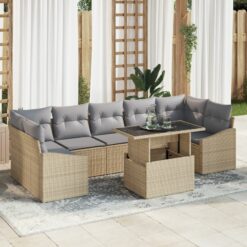 sodo sofa rinkinys 8 dalių Smėlio ir pilkos