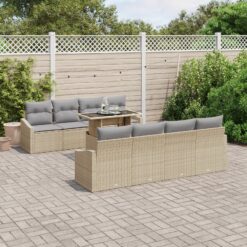 Sodo Sofa Komplektas 7 dalių Smėlio Polietileno ratanas