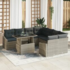 Sodo sofas komplektas 9 dalių rinkinys Smėlio spalvos