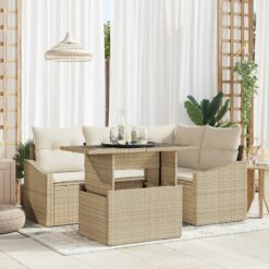 Sodo Sofa Rinkinys 5 vnt. rinkinys Smėlio spalvos