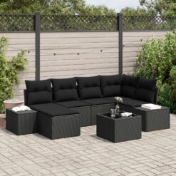 7 dalių sodo sofa su pagalvėlėmis šviesiai pilkas poliratanas