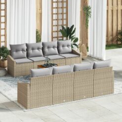 7 dalių sodo sofa rinkinys su pagalvėmis Smėlio Poli ratanas Akacija