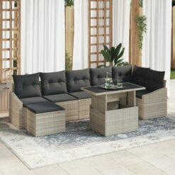 sodo sofa rinkinys 8 dalių rinkinys Pilkas Ratanas Sodo sofa