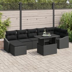 Sodo sofa komplektas 8 dalių Juoda