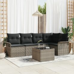 5 dalių sodo sofa komplektas su pagalvėmis, juodas poliratanas