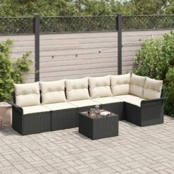 6 dalių sodo sofa rinkinys su pagalvėlėmis rudas poli ratanas