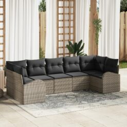 sodo sofos komplektas 7 dalių Tamsiai pilkas Ratanas Sodo sofa