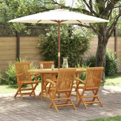 5 dalių sodo pavėsinės rinkinys iš kietos teak medienos