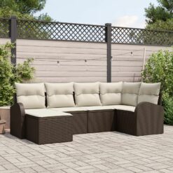 6 dalių sodo sofa rinkinys su pagalvėmis Ruda Poli Ratanas