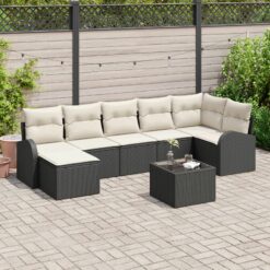 7 dalių sodo sofa rinkinys su pagalvėlėmis ruda poli ratanas