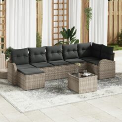 7 dalių sodo sofa komplektas su pagalvėlėmis juodas poliratanas