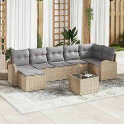 8 dalių sodo sofa rinkinys su pagalvėlėmis juodos spalvos poli ratanas