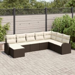 8 dalių sodo sofa rinkinys su pagalvėlėmis, ruda poli ratanas