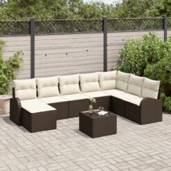 Sodo Sofa-set 9 dalių rinkinys Balta PE ratanas Sodo sofa-set