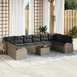 10 Dalių Sodo Sofa Rinkinys Su Pagalvėlėmis Juodas Poli Ratanas