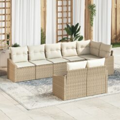 Sodo Sofa Komplektas 8 dalių Smėlio Ratanas Lauko Sofa