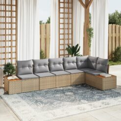 6 Dalių Sodo Sofa Rinkinys su Pagalvėlėmis Smėlio Poli Ratanas Akacija
