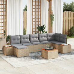 8 dalių sodo sofa rinkinys su pagalvėlėmis smėlio poliratanas akacijos