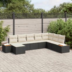 8 dalių sodo sofa rinkinys su pagalvėlėmis juodas poli ratanas akacija