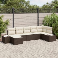 7 dalių sodo sofa komplektas su pagalvėmis Ruda Poliratanas
