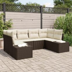 6 dalių sodo sofa su pagalvėlėmis Ruda poli ratanas