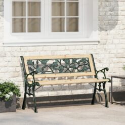 Sodo suolas su rožių raštuotu atlošu 116 cm Medinis