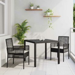 Sodo valgomojo komplektas 3 pcs Juoda 90 x 90 x 75 cm