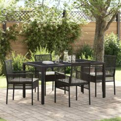 Sodo valgomojo komplektas 5 pcs Juoda 150 x 90 x 75 cm