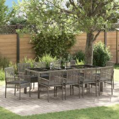 Sodo valgomojo komplektas 11 pcs Pilka 250 x 100 x 75 cm