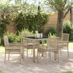 Sodo valgomojo komplektas 5 pcs Smėlio 90 x 90 x 75 cm