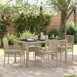 Sodo valgomojo komplektas 5 pcs Smėlio 150 x 90 x 75 cm