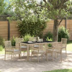 Sodo valgomojo komplektas 7 pcs Smėlio 150 x 90 x 75 cm