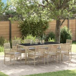 Sodo valgomojo komplektas 9 pcs Smėlio 190 x 90 x 75 cm