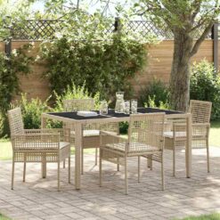Sodo valgomojo komplektas 5 pcs Smėlio 150 x 90 x 75 cm