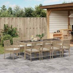 Sodo valgomojo komplektas 11 pcs Smėlio 250 x 100 x 75 cm