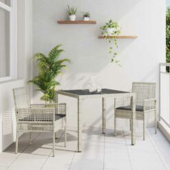 Sodo valgomojo komplektas 3 pcs Šviesiai pilka 90 x 90 x 75 cm