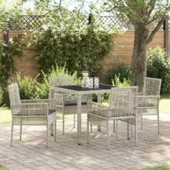 Sodo valgomojo komplektas 5 pcs Šviesiai pilka 90 x 90 x 75 cm