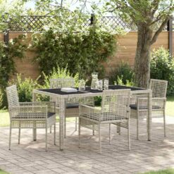 Sodo valgomojo komplektas 5 pcs Šviesiai pilka 150 x 90 x 75 cm